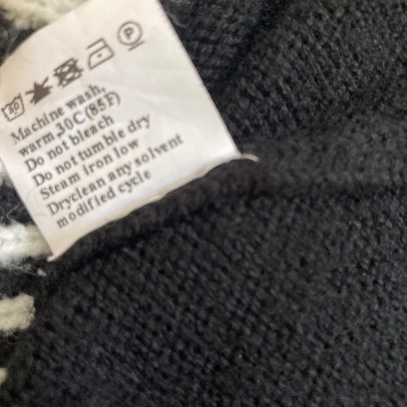 Black Sweater with Black and White Stripe Detail - Picture 8 of 9